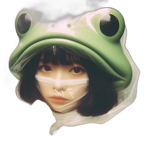 mask, hat, face, creature, photorealistic, 3d render, oil painting, vaporwave transparent PNG cut-out