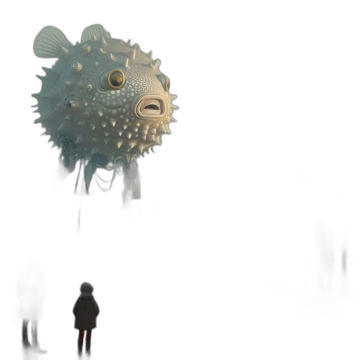 umbrella, creature, mask, robot, concept art, 3d render, fantasy art, cyberpunk transparent PNG cut-out