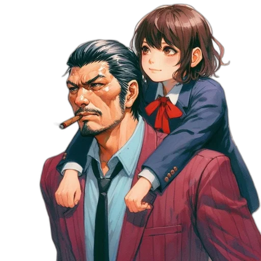 jacket, concept art, anime, comic book art, pixel art, red, confident, man transparent PNG cut-out