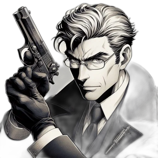weapon, comic book art, concept art, cartoon, photorealistic, intensely, gazing, figure transparent PNG cut-out