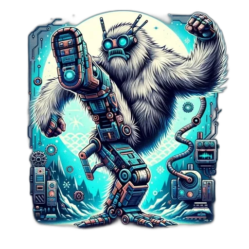robot, creature, concept art, comic book art, fantasy art, cyberpunk, outer space, blue transparent PNG cut-out