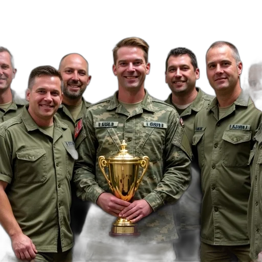 staff, group, military, personnel, uniform, posing, photo, trophy transparent PNG cut-out