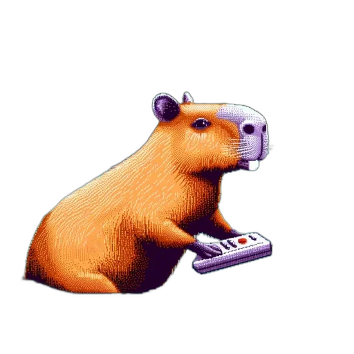 animal, creature, robot, vaporwave, pixel art, concept art, 3d render, pixelated transparent PNG cut-out