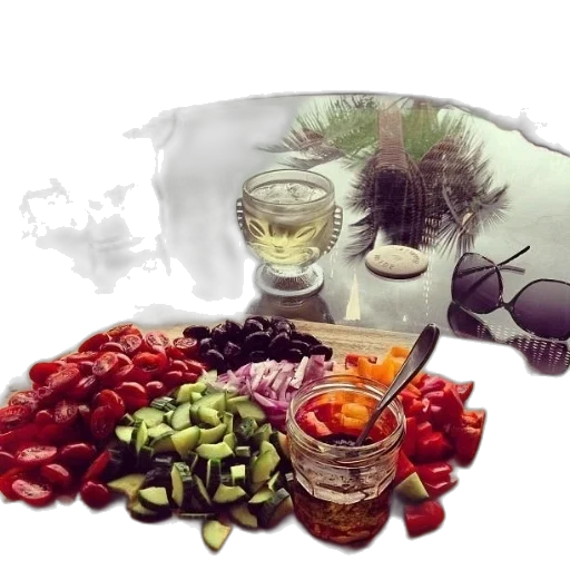 food, photorealistic, wooden, cutting, board, chopped, vegetables, jar transparent PNG cut-out
