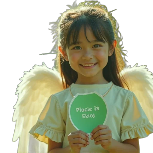 photorealistic, girl, angel, green transparent PNG cut-out