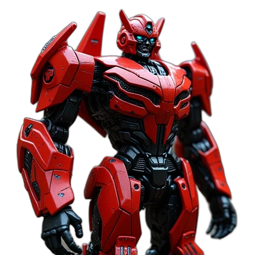 robot, 3d render, concept art, photorealistic, comic book art, red, person, black transparent PNG cut-out