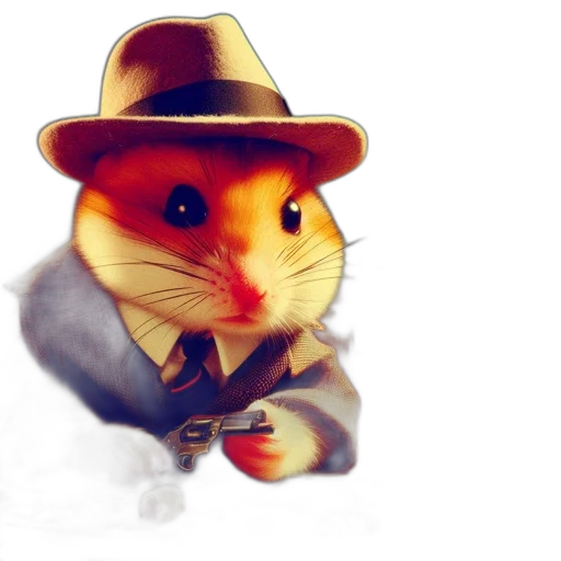 hat, animal, concept art, photorealistic, watercolor, cartoon, hamster, wearing transparent PNG cut-out