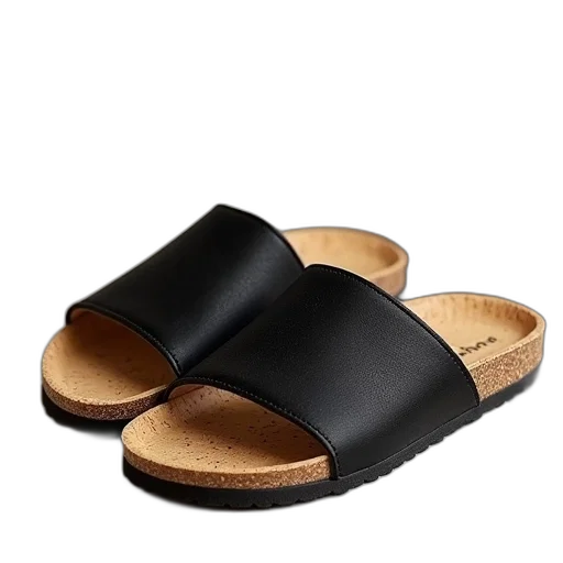 shoes, black, cork, toe transparent PNG cut-out