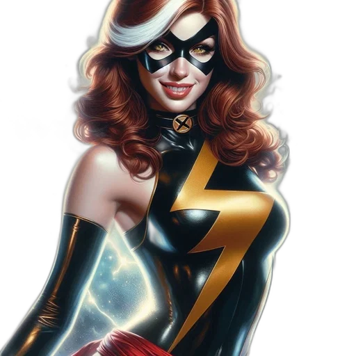 comic book art, concept art, cartoon, fantasy art, red-haired, superhero, lightning, bolt transparent PNG cut-out