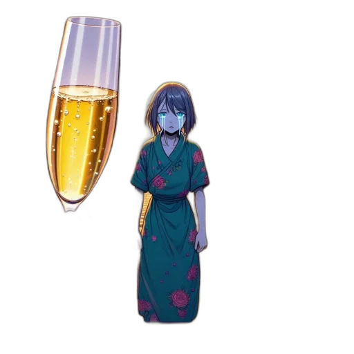 dress, bottle, jewelry, concept art, pixel art, vaporwave, 3d render, outer space transparent PNG cut-out