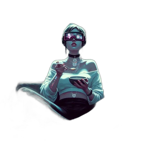 robot, mask, jacket, face, cyberpunk, concept art, comic book art, vaporwave transparent PNG cut-out