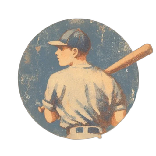 staff, antique-styled, illustration, portrays, baseball, player, profile, clad transparent PNG cut-out