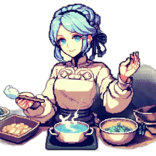 food, jewelry, staff, robot, pixel art, anime, concept art, vaporwave transparent PNG cut-out