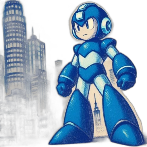 robot, concept art, 3d render, comic book art, pixel art, blue, blue-armored, character transparent PNG cut-out