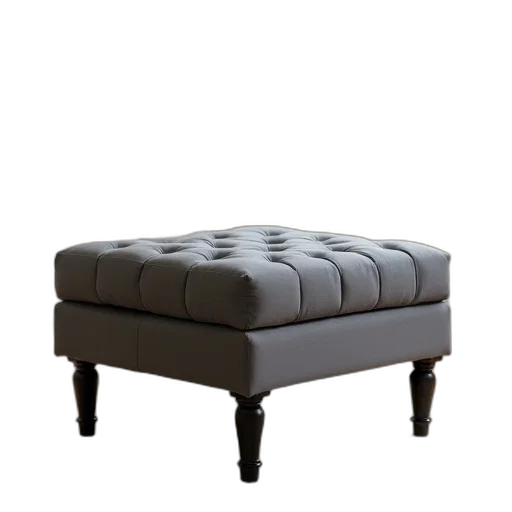 furniture, crown, 3d render, dark, monochrome, grey, ottoman, tufted transparent PNG cut-out