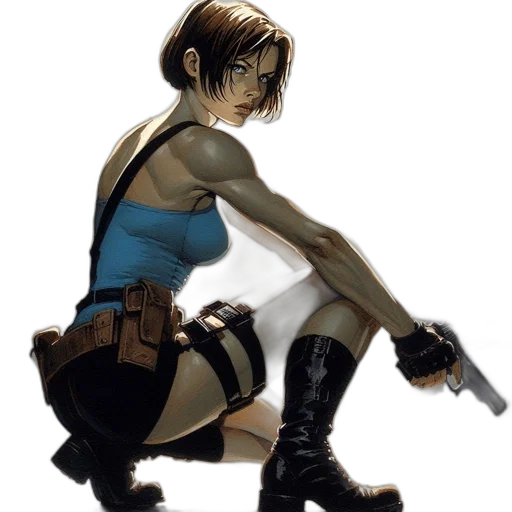 weapon, concept art, cyberpunk, comic book art, fantasy art, blue, determined, female transparent PNG cut-out