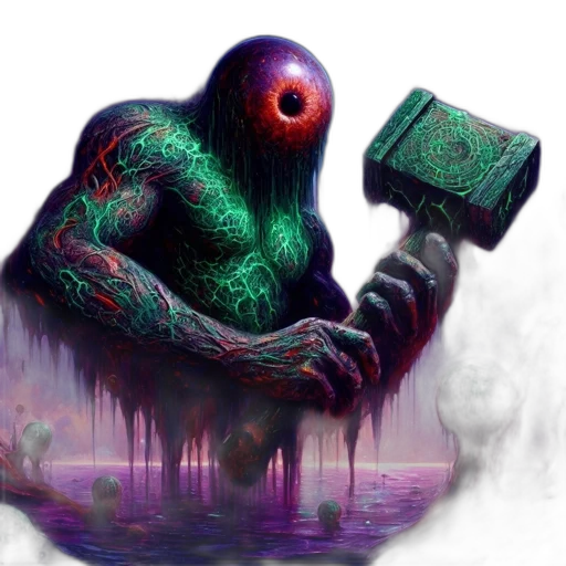 creature, robot, sword, mask, concept art, fantasy art, pixel art, cyberpunk transparent PNG cut-out
