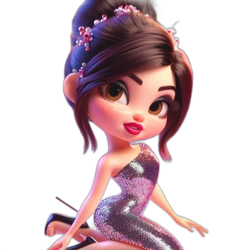 dress, cartoon, concept art, 3d render, fantasy art, animated, female, character transparent PNG cut-out