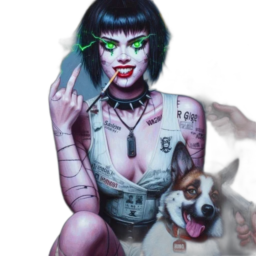 animal, cyberpunk, comic book art, concept art, fantasy art, vogue, magazine, cover transparent PNG cut-out