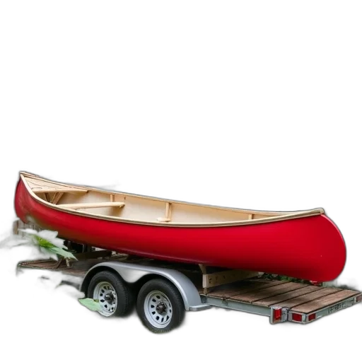 car, red, white, canoe, parked, trailer, front, house transparent PNG cut-out