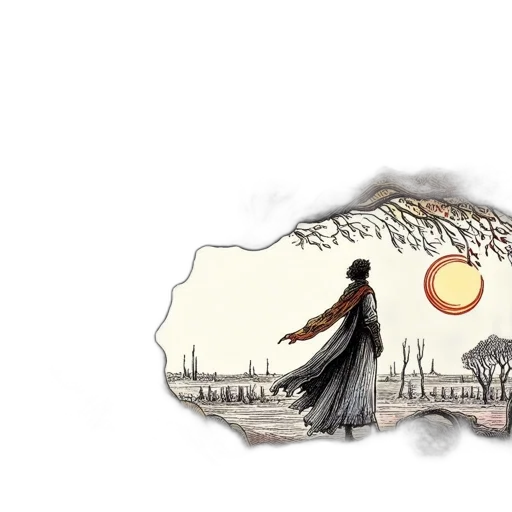 concept art, fantasy art, watercolor, pixel art, sunset, fog, forest, fire transparent PNG cut-out