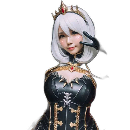 crown, dress, staff, face, concept art, fantasy art, 3d render, pixel art transparent PNG cut-out