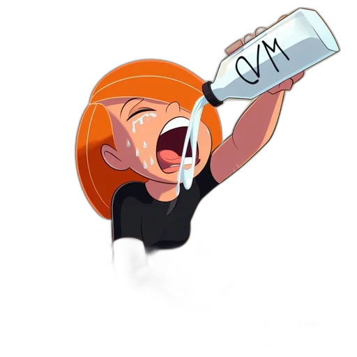bottle, concept art, cartoon, 3d render, animated, woman, bright, orange transparent PNG cut-out
