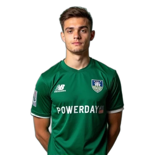 staff, young, man, wearing, green, rugby, jersey, word transparent PNG cut-out
