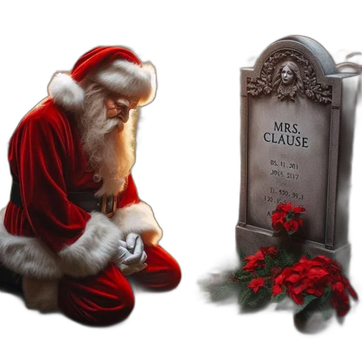 photorealistic, 3d render, concept art, somber, setting, santa, claus, figure transparent PNG cut-out