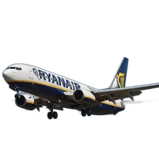 animal, 3d render, photorealistic, ryanair, airplane, captured, mid-flight, against transparent PNG cut-out