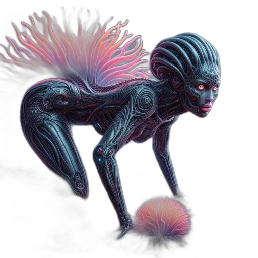 creature, hair, dragon, animal, concept art, fantasy art, 3d render, watercolor transparent PNG cut-out