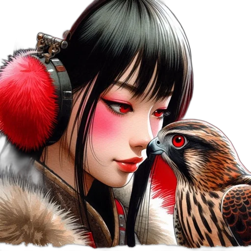 animal, jewelry, fantasy art, photorealistic, concept art, comic book art, red, woman transparent PNG cut-out