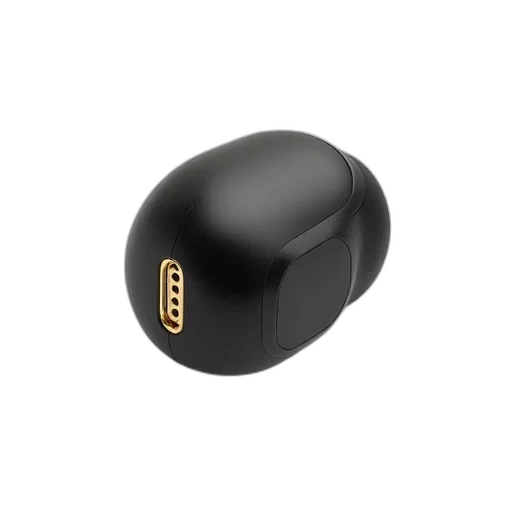 jewelry, 3d render, black, wireless, earbud, gold-colored, microphone, charging transparent PNG cut-out