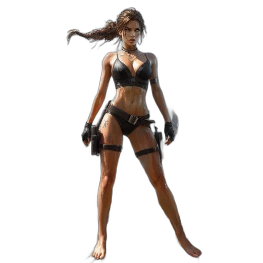 staff, concept art, fantasy art, 3d render, cyberpunk, woman, stands, boat transparent PNG cut-out
