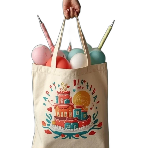 birthday, crew, canvas, bag transparent PNG cut-out