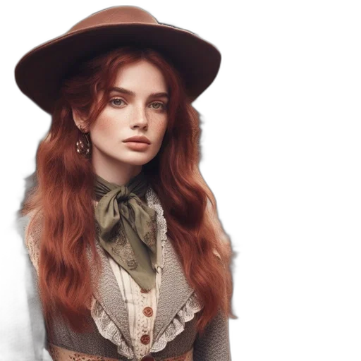 hat, jacket, jewelry, dress, photorealistic, fantasy art, concept art, oil painting transparent PNG cut-out