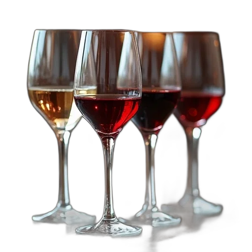 3d render, glass, wine, flutes transparent PNG cut-out