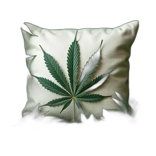 crown, photorealistic, 3d render, green, marijuana, leaves, pillow, thumbnail transparent PNG cut-out