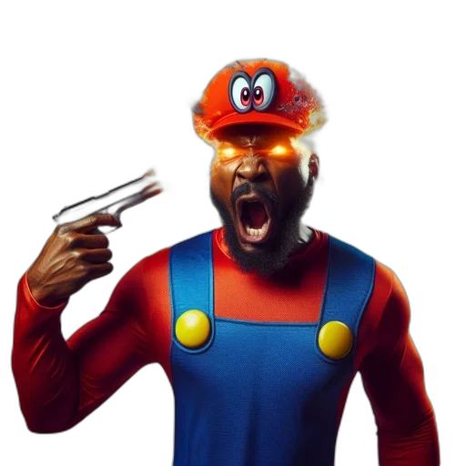 staff, animal, creature, face, concept art, 3d render, pixel art, mario-like transparent PNG cut-out