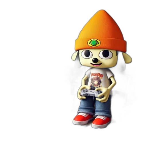 hat, staff, 3d render, concept art, animated, figure, wears, orange transparent PNG cut-out