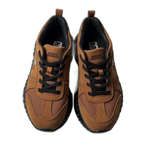 shoes, 3d render, photorealistic, earth tones, pair, brown, black, sneakers transparent PNG cut-out