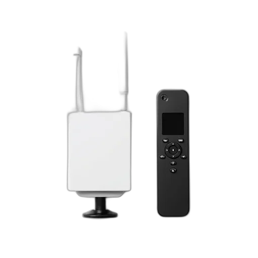black, remote, control, digital, display, buttons, placed, next transparent PNG cut-out