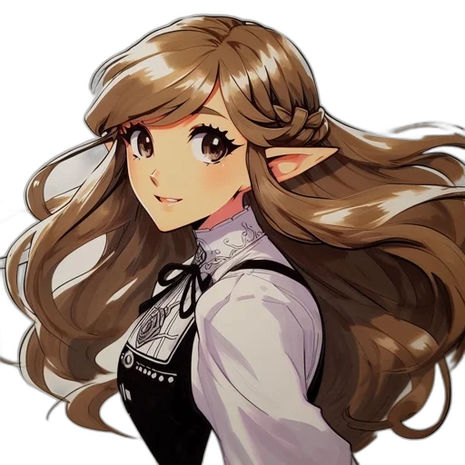 staff, hair, face, crown, anime, pixel art, fantasy art, concept art transparent PNG cut-out
