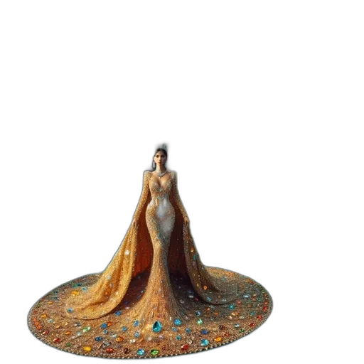 dress, jewelry, crown, hair, concept art, oil painting, fantasy art, 3d render transparent PNG cut-out