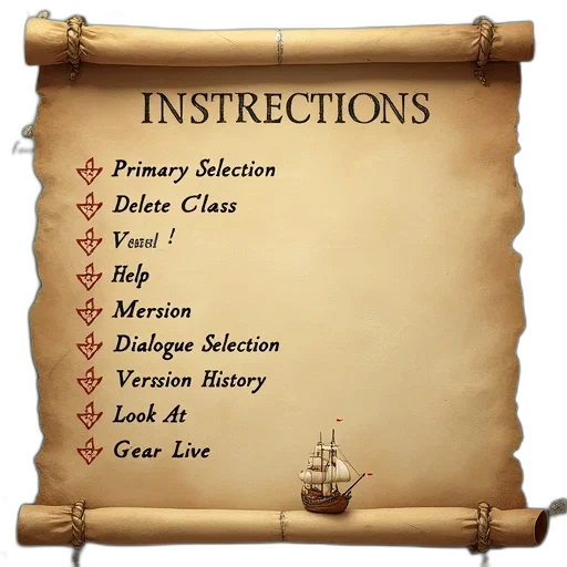 weathered, parchment, list, instructions, options, including, primary, selection transparent PNG cut-out