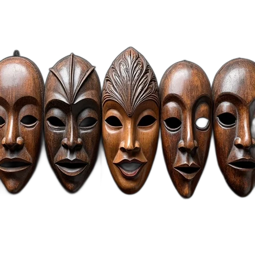 mask, face, jewelry, 3d render, concept art, photorealistic, earth tones, row transparent PNG cut-out