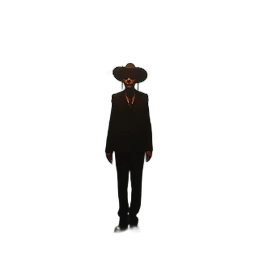 hat, jacket, mask, staff, concept art, pixel art, 3d render, cartoon transparent PNG cut-out