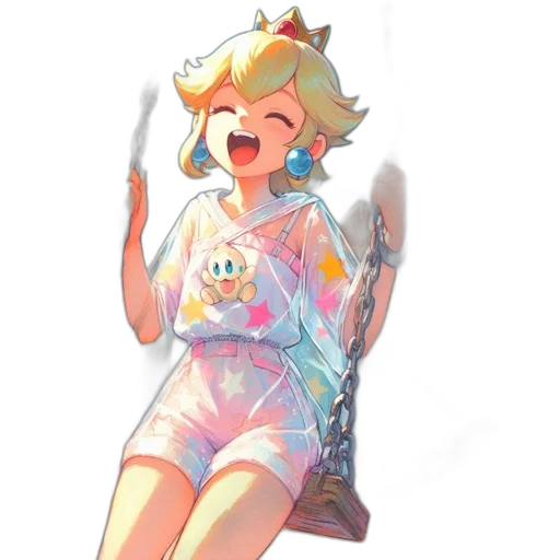 dress, staff, crown, weapon, pixel art, watercolor, anime, vaporwave transparent PNG cut-out