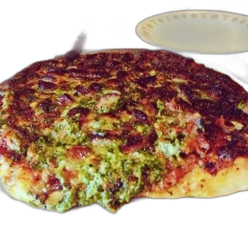 food, crown, 3d render, photorealistic, pizza, green, toppings, sits transparent PNG cut-out
