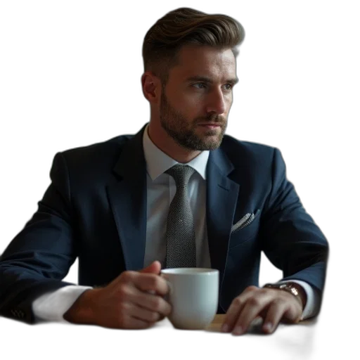 staff, jacket, face, photorealistic transparent PNG cut-out